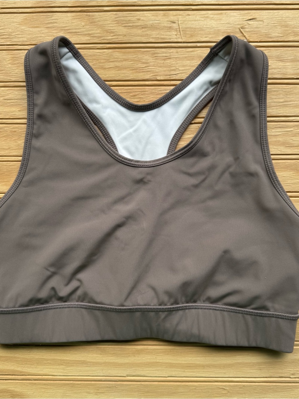 Janji Women’s Groundwork Knit Sports Bra Size M Brown Taupe Racerback Brawlette